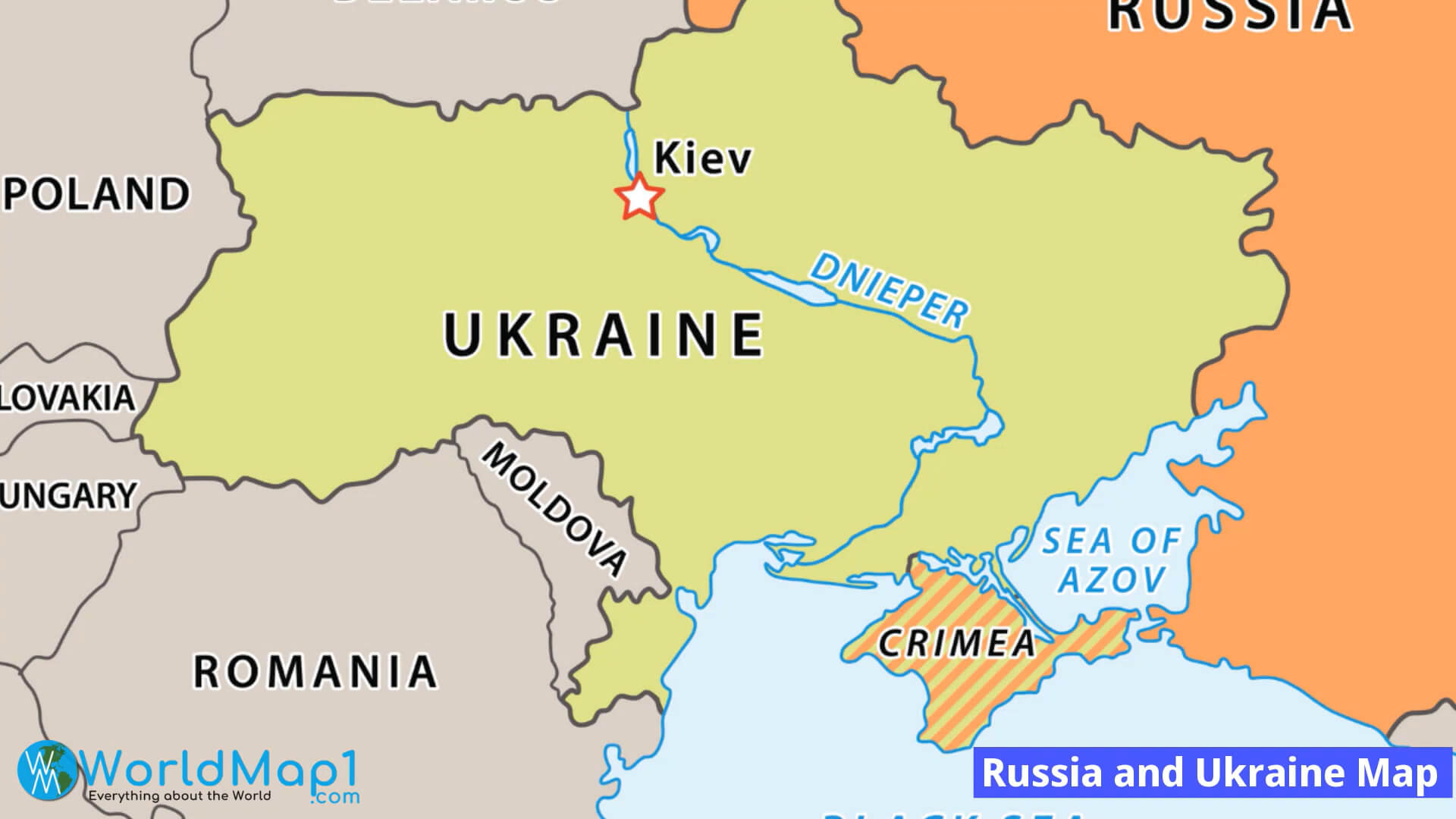 Karte von Russland und der Ukraine